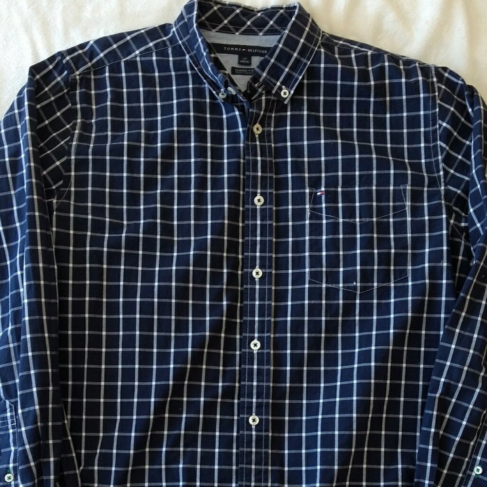 Tommy Hilfiger Blue Button Down Shirt Large